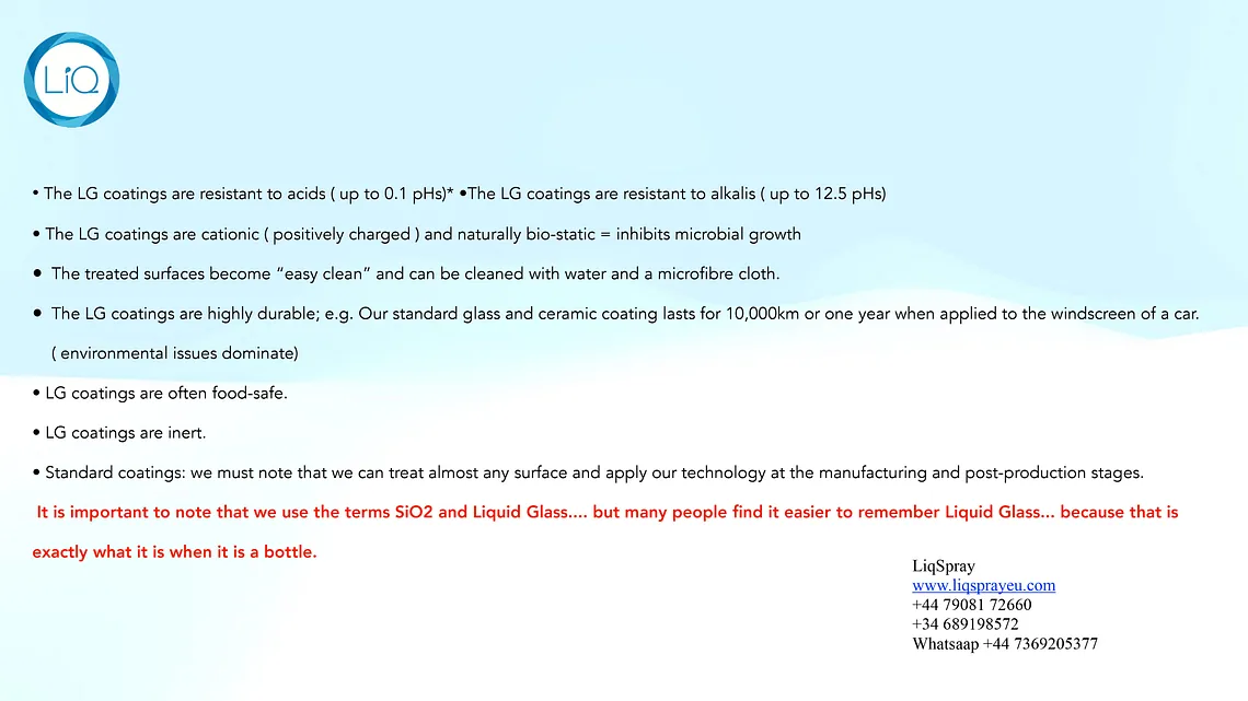 Liquid glass coatings m